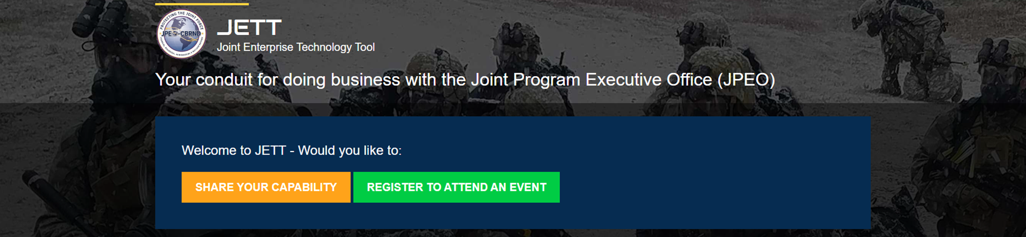 JETT Event Registration Screenshot